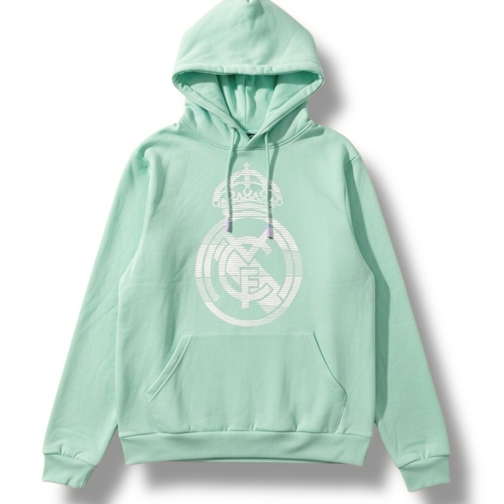 Real Madrid Pastel Crest Hoodie Green Size Small